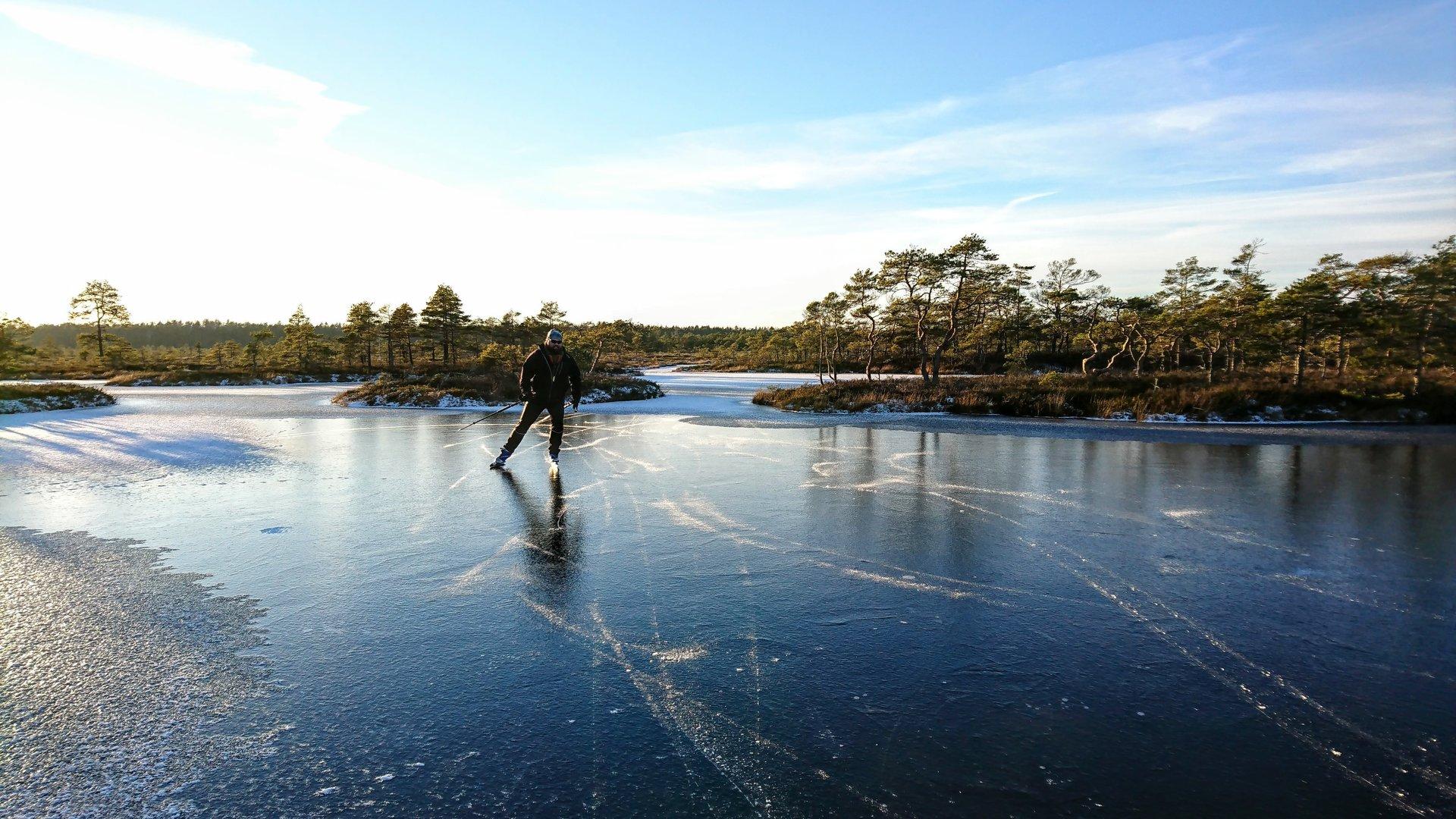 soomaa national park estonia ice skating in the Soomaa National Park, Estonia.