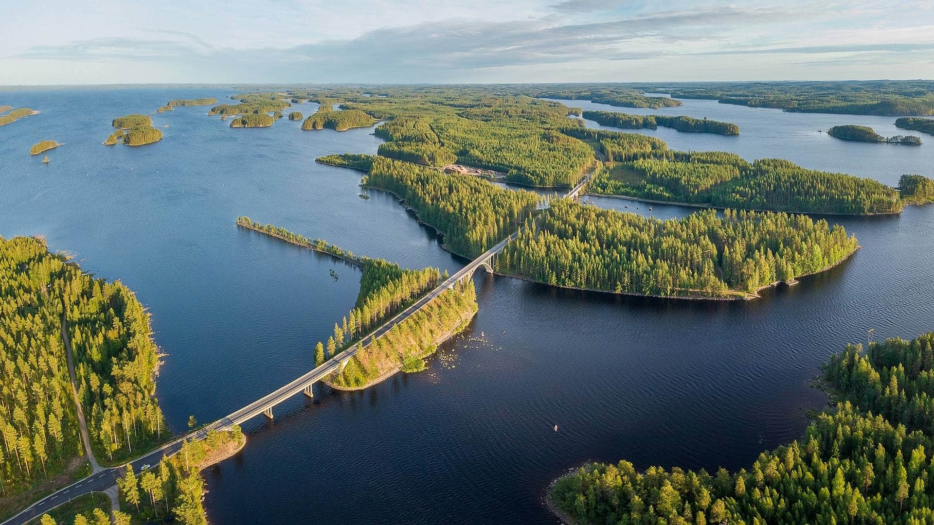 A bridge connecting islands in the Lakeland of Finland