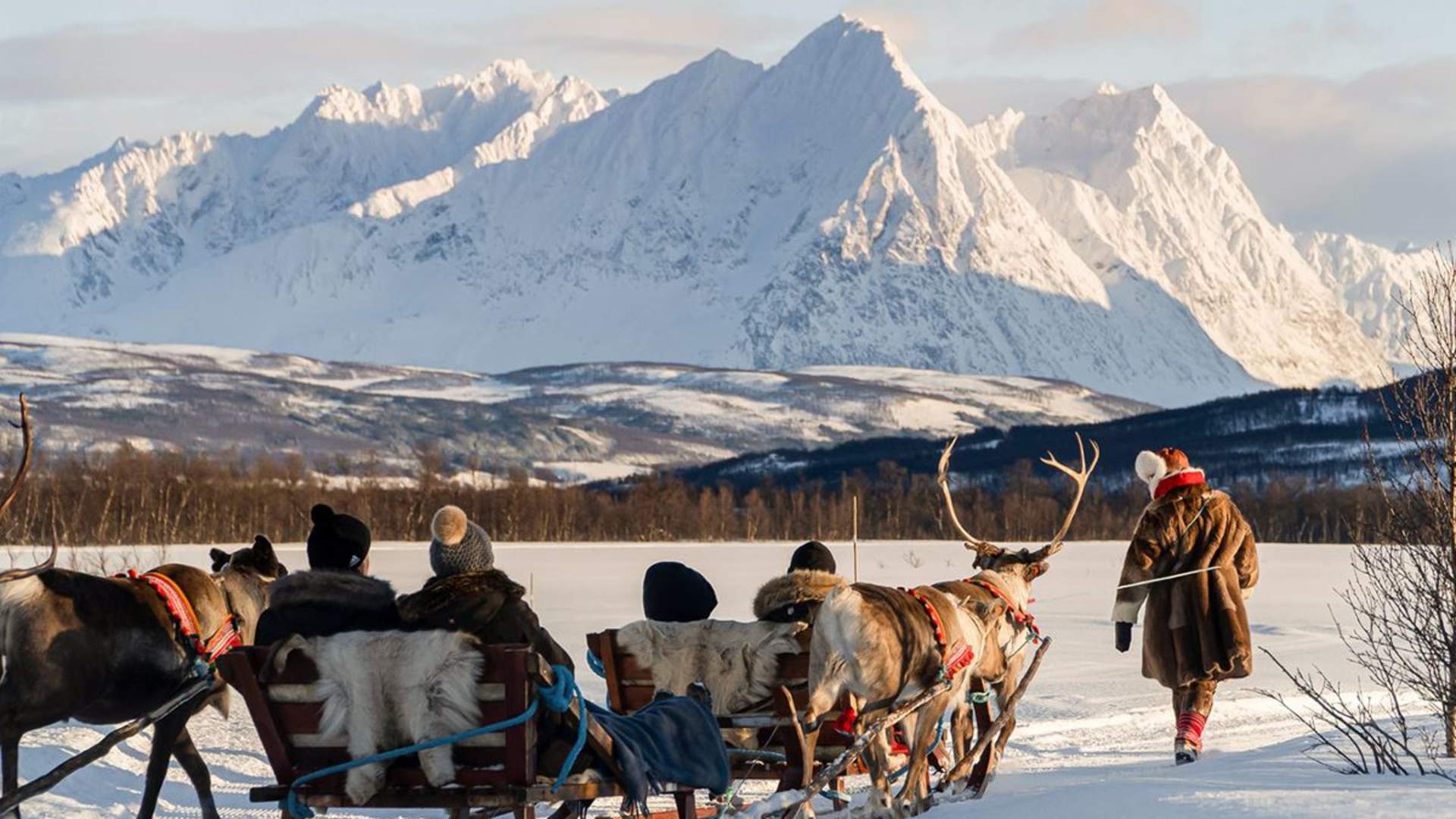 Sami people with reindeers in northern Norway